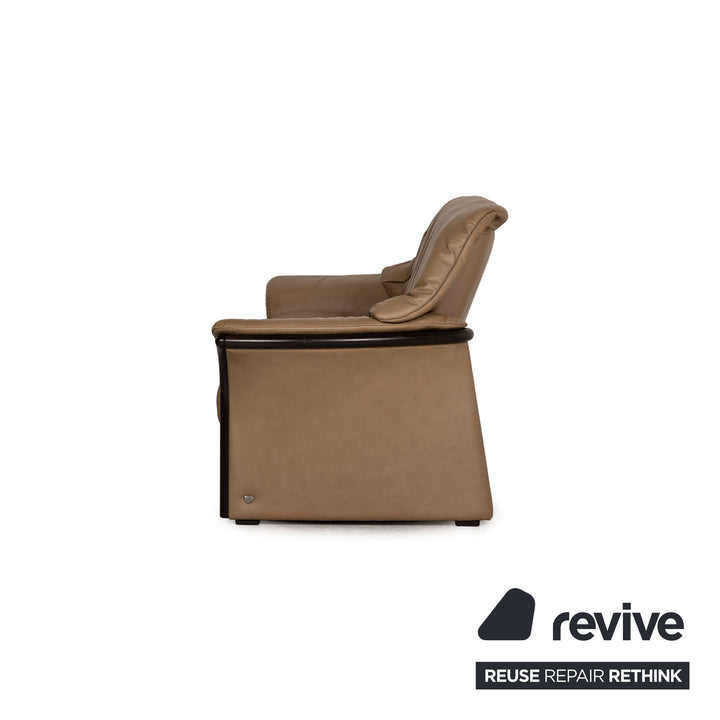 Stressless Eldorado Leather Three Seater Beige Sofa Couch