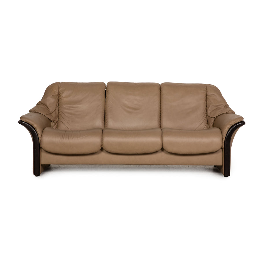 Stressless Eldorado Leather Three Seater Beige Sofa Couch