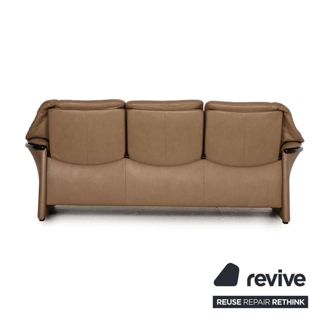 Stressless Eldorado Leather Three Seater Beige Sofa Couch