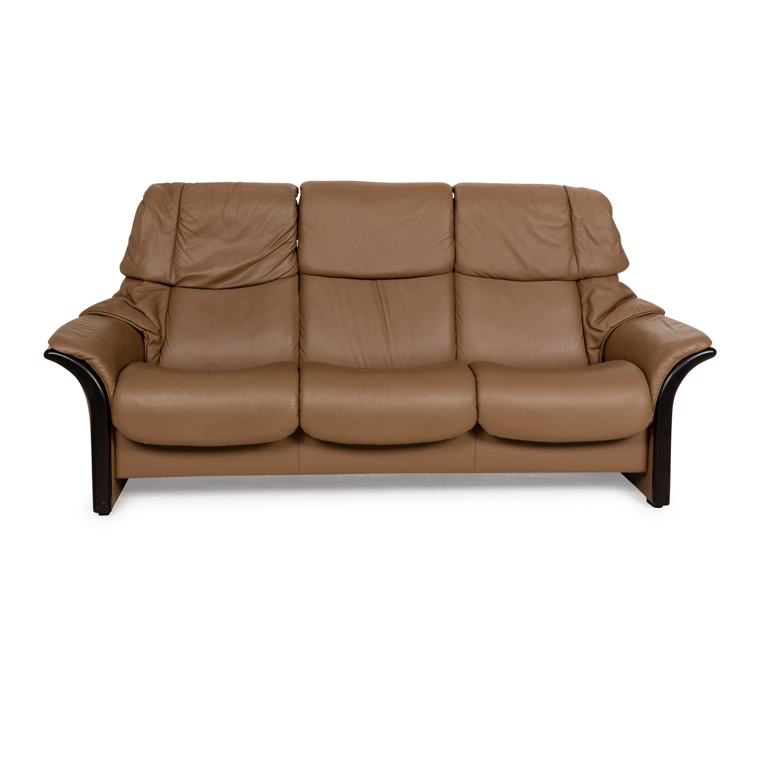Stressless Eldorado Leather Three-Seater Brown Beige Sofa Couch manual function