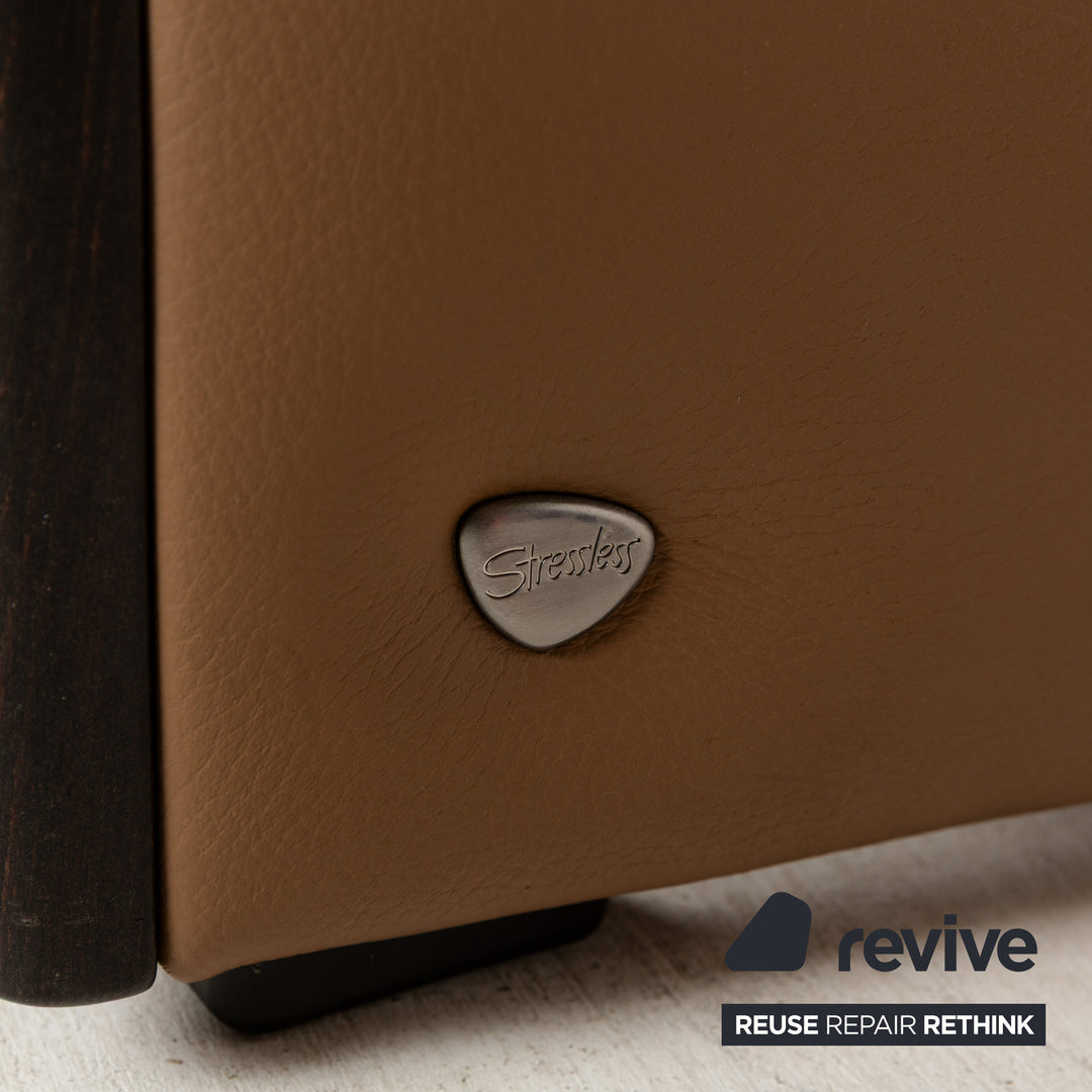 Stressless Eldorado Leather Three-Seater Brown Beige Sofa Couch manual function