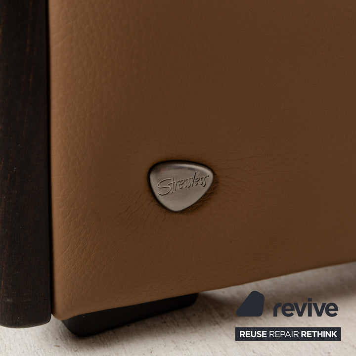 Stressless Eldorado Leather Three-Seater Brown Beige Sofa Couch manual function