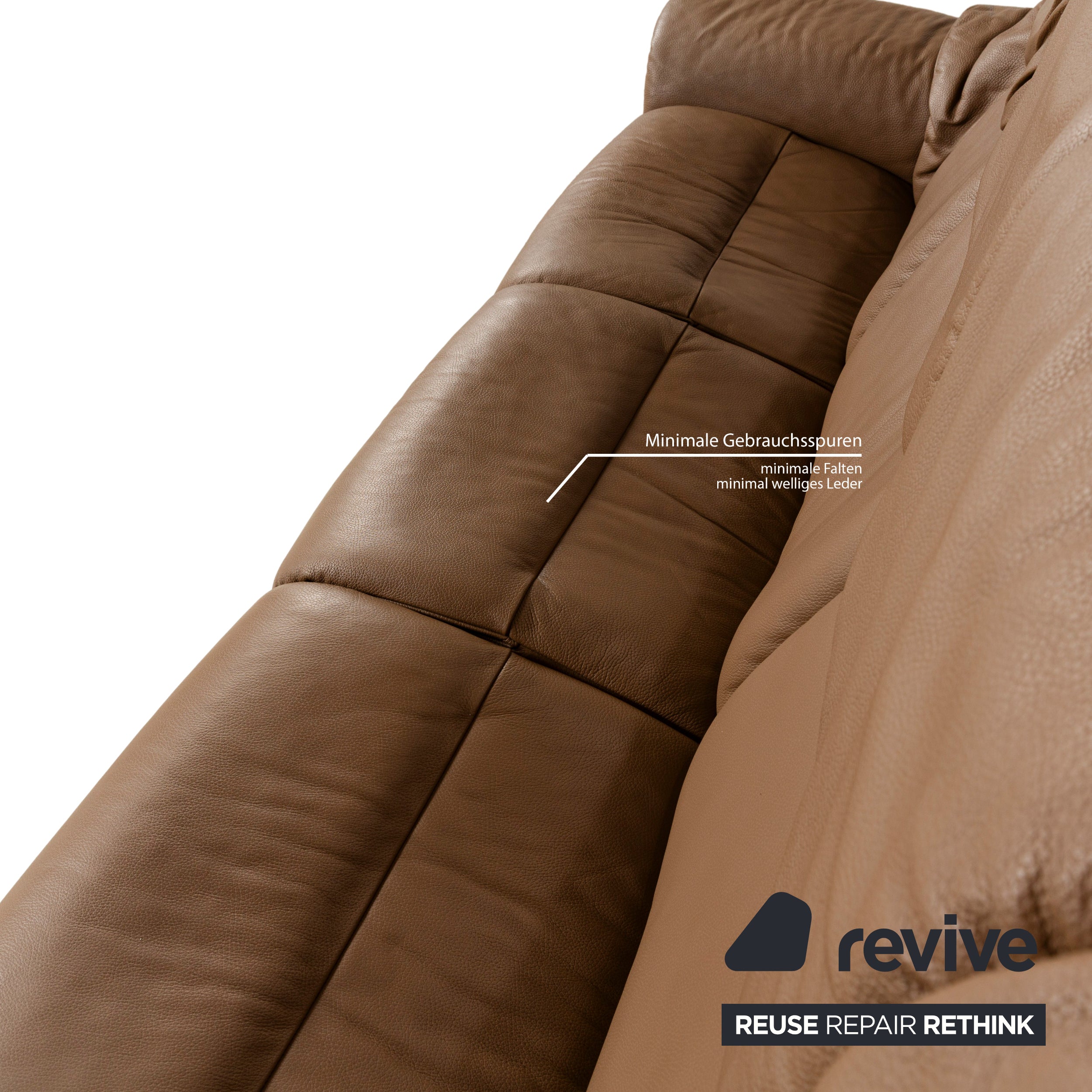 Stressless Eldorado Leather Three-Seater Brown Beige Sofa Couch manual function