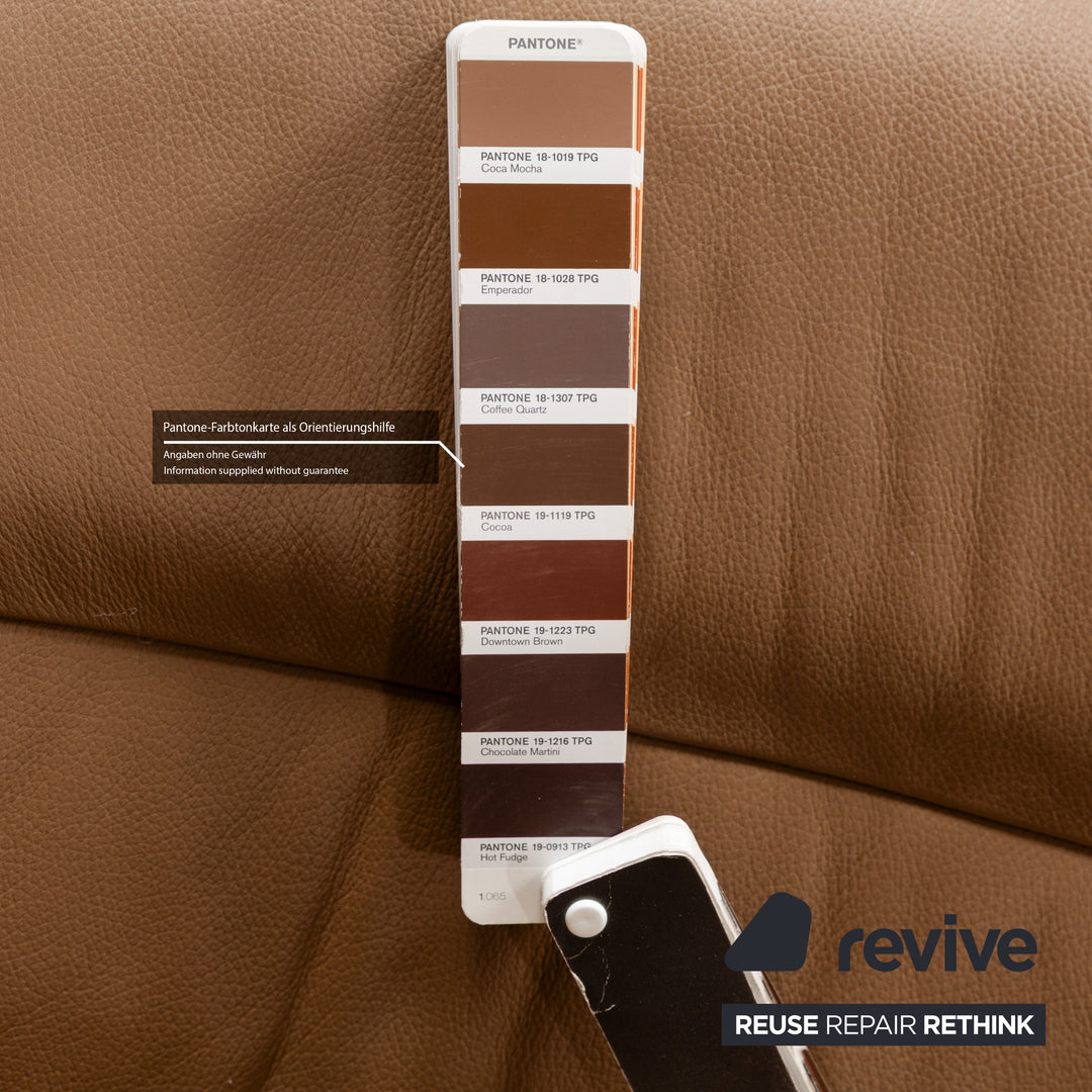 Stressless Eldorado Leather Three-Seater Brown Beige Sofa Couch manual function