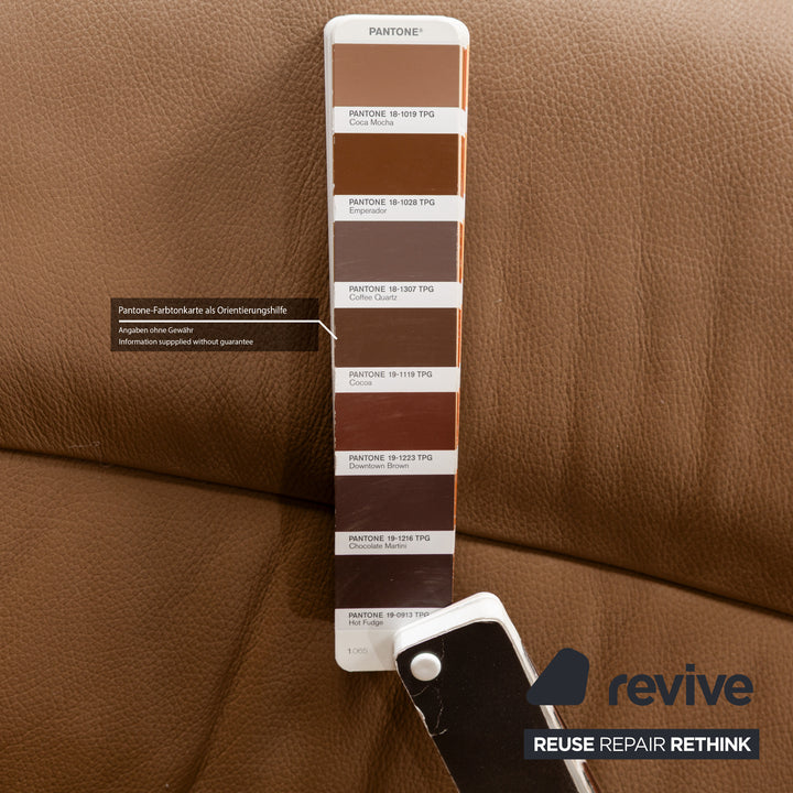 Stressless Eldorado Leather Three-Seater Brown Beige Sofa Couch manual function