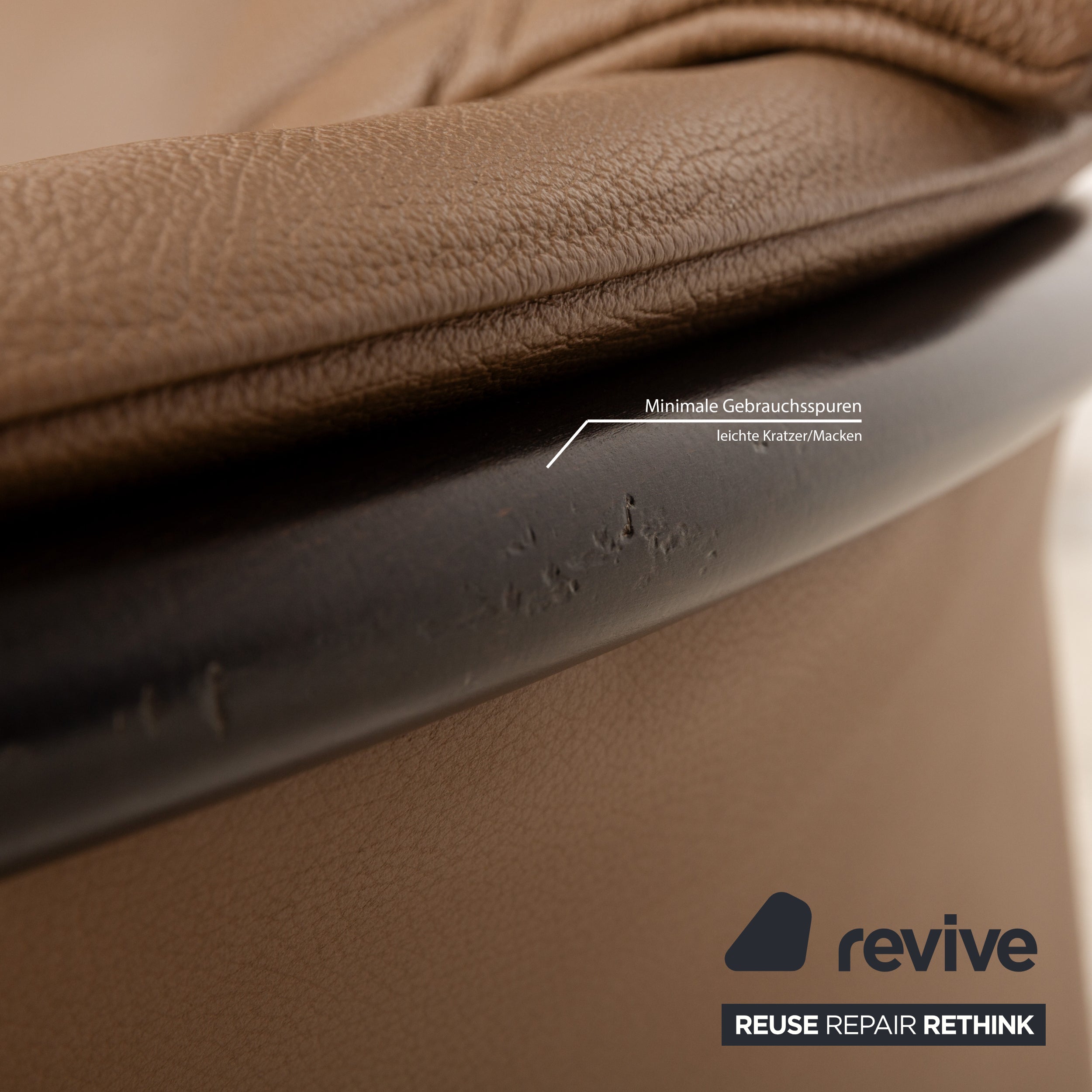 Stressless Eldorado Leather Three-Seater Brown Beige Sofa Couch manual function