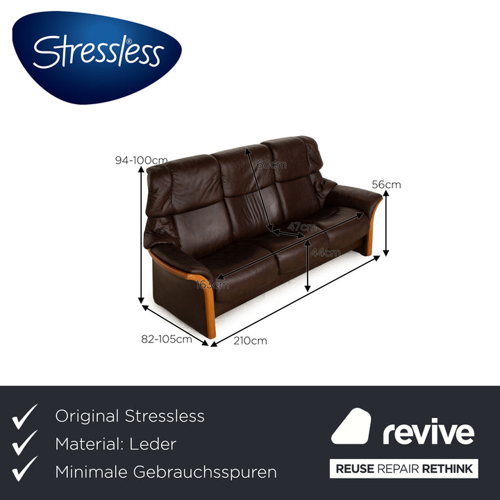 Stressless Eldorado Leder Dreisitzer Braun Sofa Couch manuelle Funktion