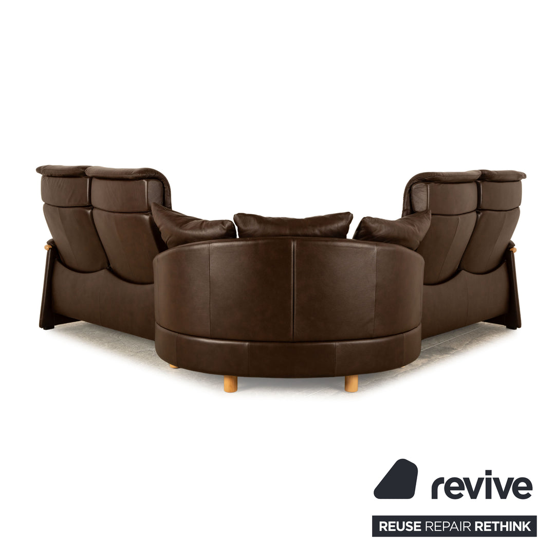 Stressless Eldorado Leather Corner Sofa Brown Sofa Couch manual function