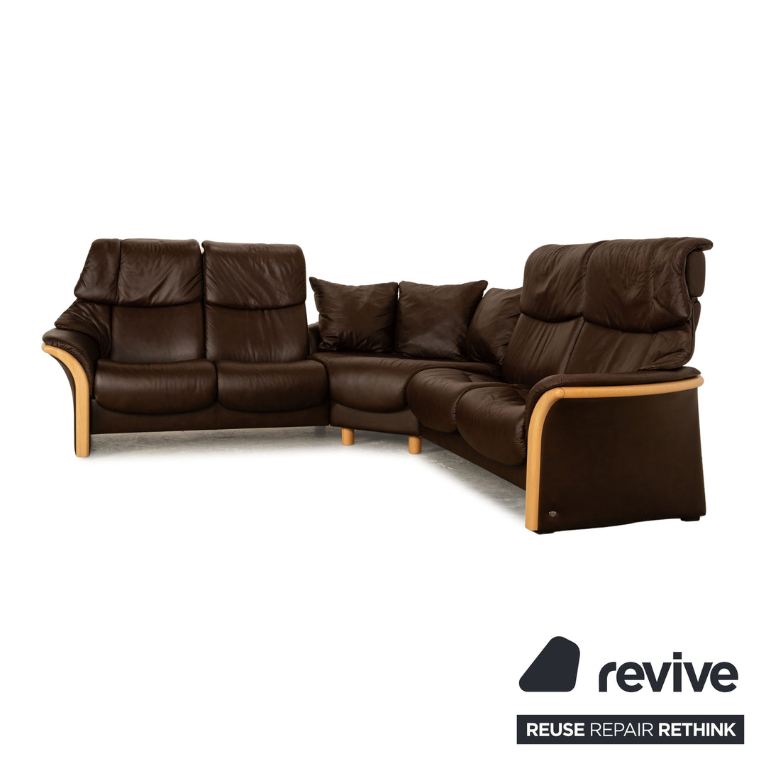 Stressless Eldorado Leather Corner Sofa Brown Sofa Couch manual function