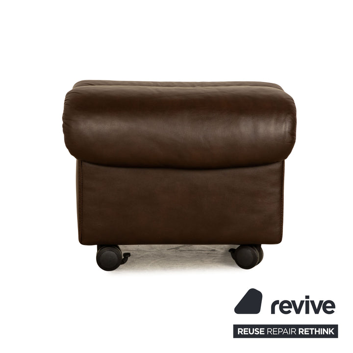 Stressless Eldorado leather stool set brown manual function storage compartment