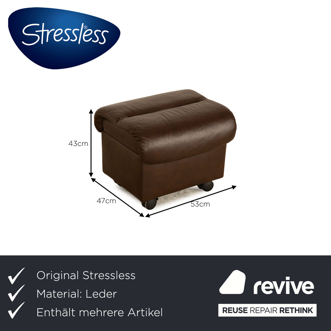 Stressless Eldorado leather stool set brown manual function storage compartment