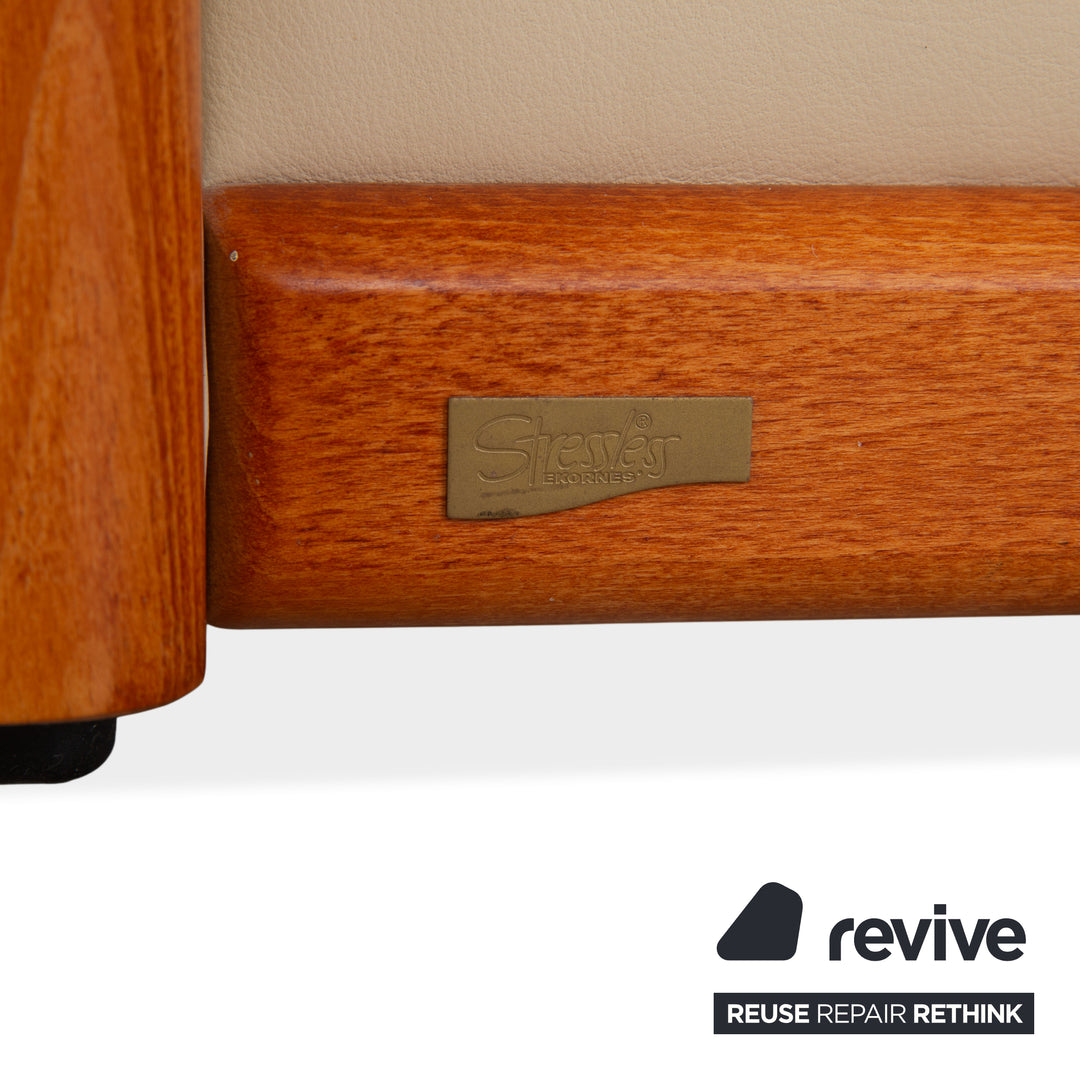 Stressless Eldorado Leder Holz Dreisitzer Beige Creme Sofa Couch