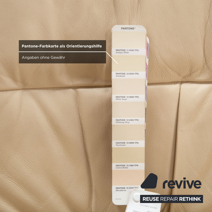 Stressless Eldorado Leder Holz Dreisitzer Beige Creme Sofa Couch