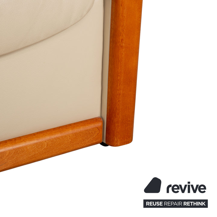 Stressless Eldorado Leder Holz Dreisitzer Beige Creme Sofa Couch