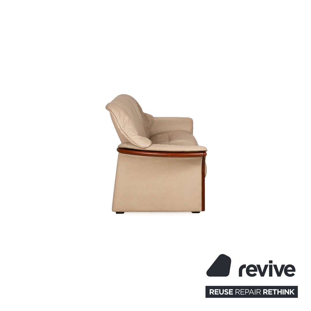 Ensemble de canapés en cuir Stressless Eldorado beige crème 3x fauteuils canapé deux places fonction manuelle