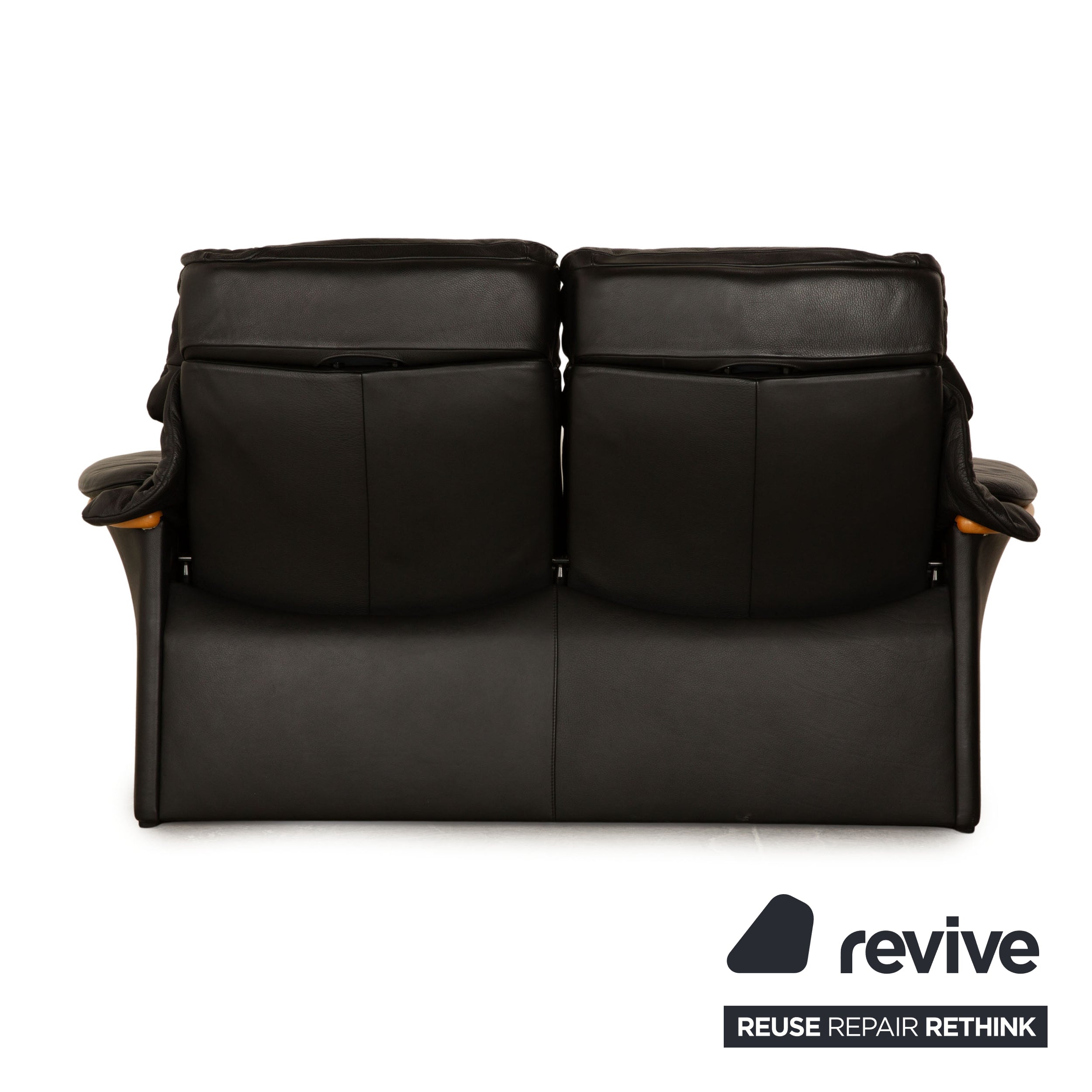 Stressless Eldorado leather sofa set black two-seater couch manual function