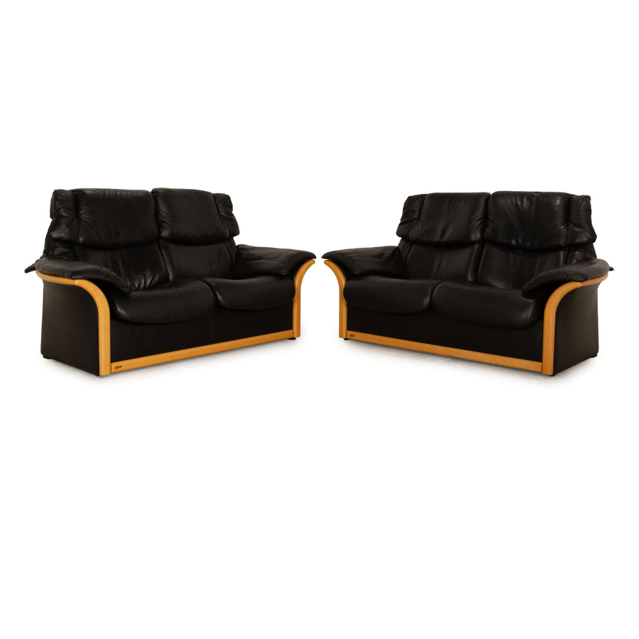 Stressless Eldorado Leder Sofa Garnitur Schwarz Zweisitzer Couch manuelle Funktion