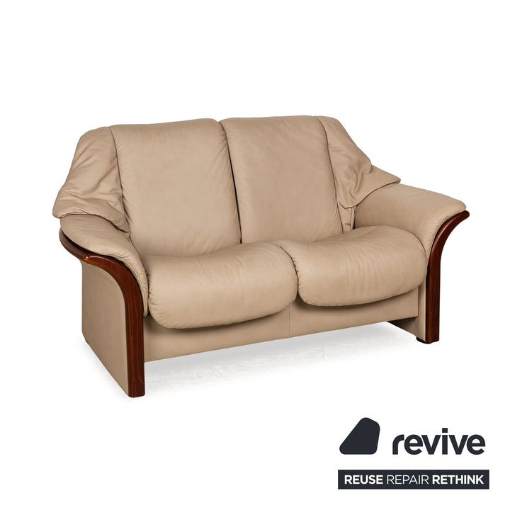 Stressless Eldorado Leder Zweisitzer Beige Creme Sofa Couch manuelle Funktion