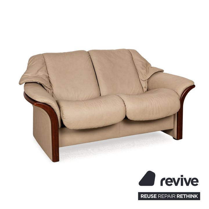 Stressless Eldorado Leder Zweisitzer Beige Creme Sofa Couch manuelle Funktion