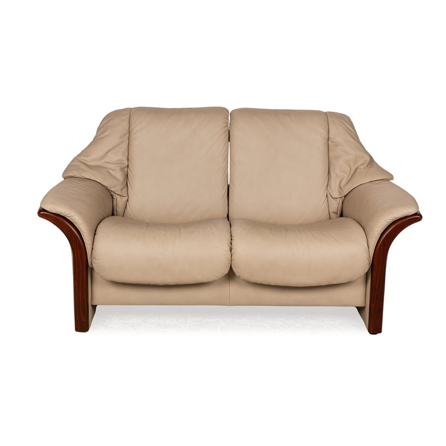 Stressless Eldorado Leder Zweisitzer Beige Creme Sofa Couch manuelle Funktion