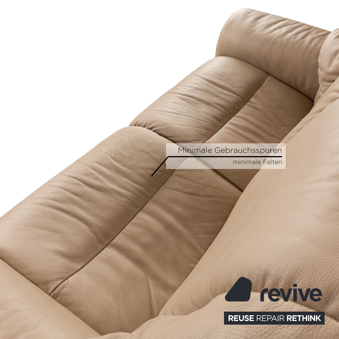 Stressless Eldorado Leder Zweisitzer Beige Creme Sofa Couch manuelle Funktion