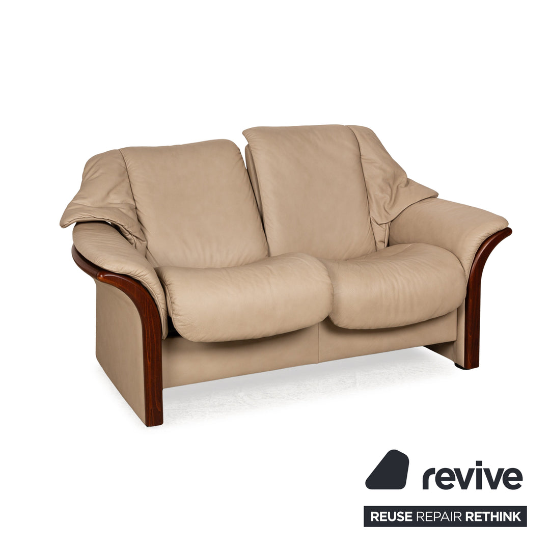 Stressless Eldorado Leder Zweisitzer Beige Creme Sofa Couch manuelle Funktion