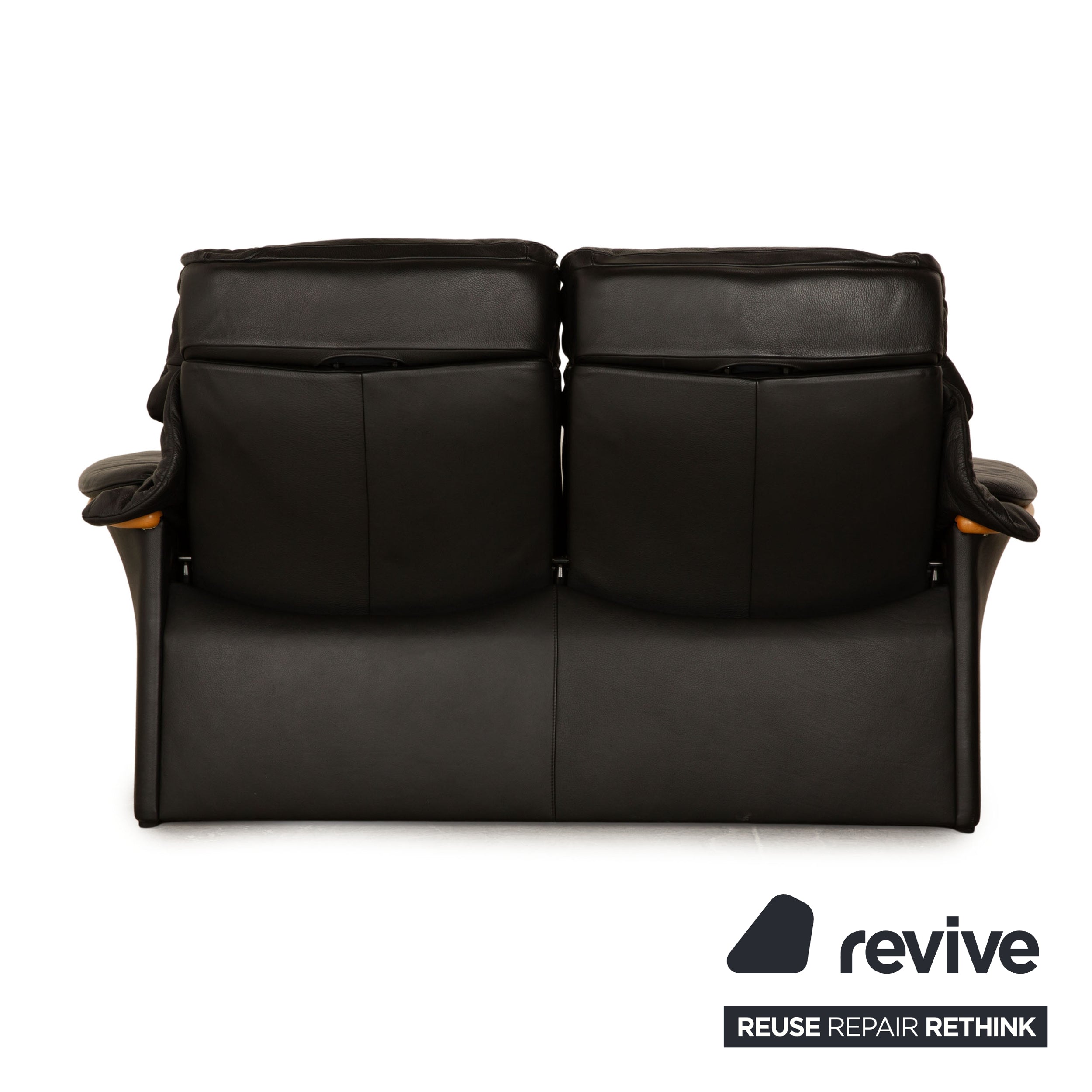 Stressless Eldorado Leather Two Seater Black Sofa Couch Manual Function