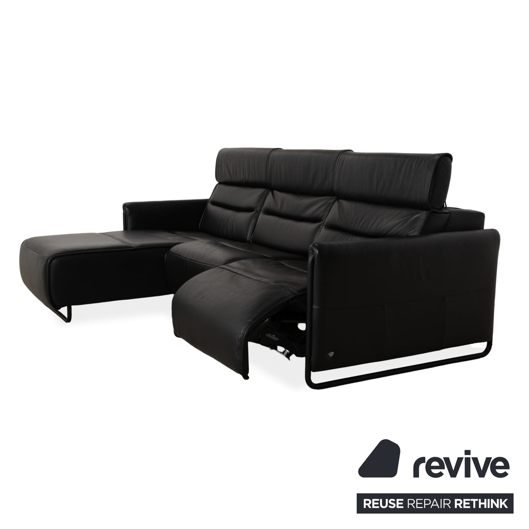 Stressless Emily Leder Ecksofa Schwarz elektrische Funktion Sofa Couch