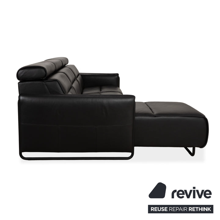 Stressless Emily Leder Ecksofa Schwarz elektrische Funktion Sofa Couch