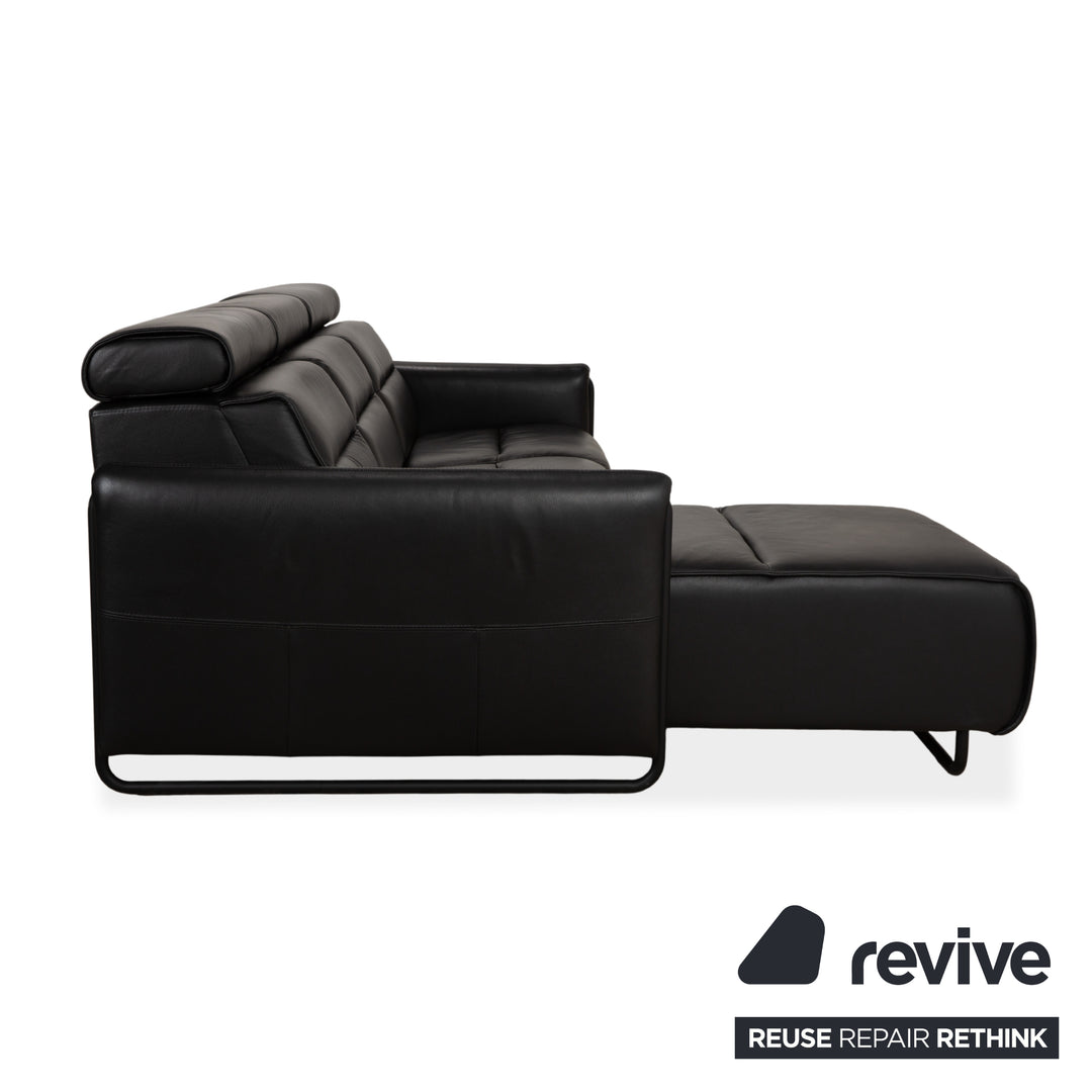 Stressless Emily Leder Ecksofa Schwarz elektrische Funktion Sofa Couch