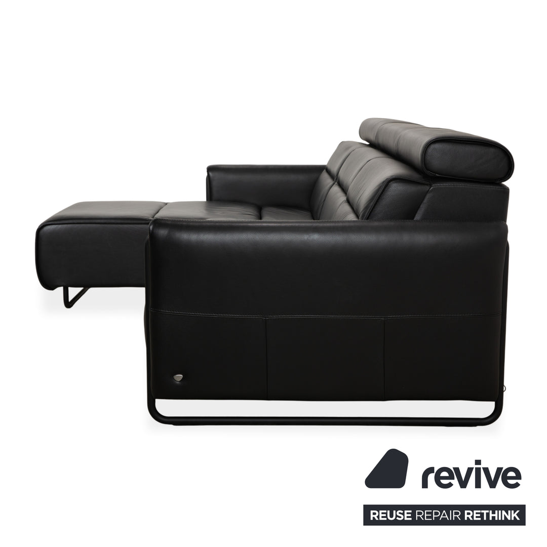 Stressless Emily Leder Ecksofa Schwarz elektrische Funktion Sofa Couch