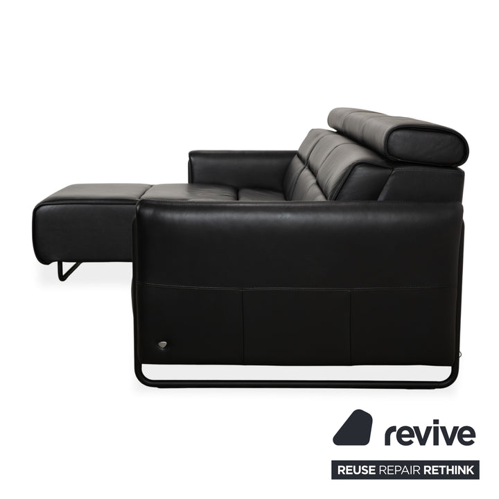 Stressless Emily Leder Ecksofa Schwarz elektrische Funktion Sofa Couch
