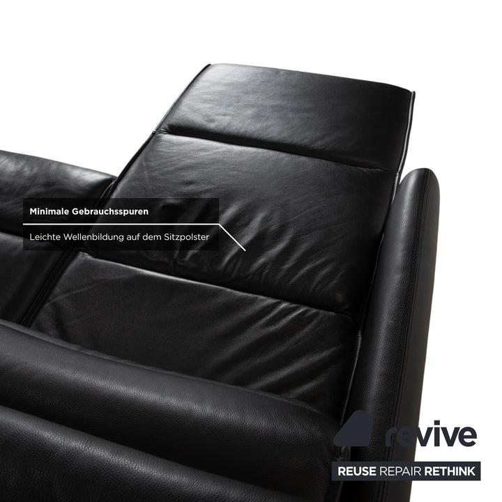 Canapé d'angle en cuir noir Stressless Emily avec fonction électrique