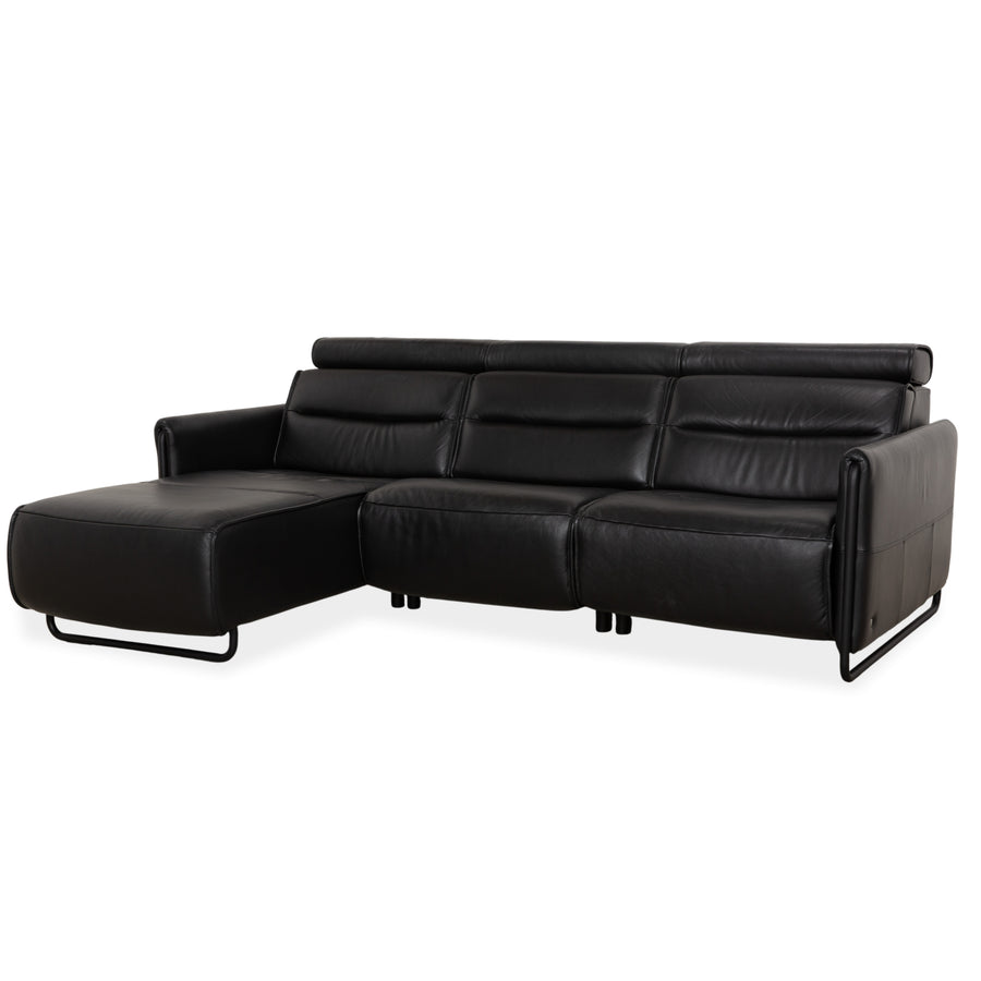 Stressless Emily Leder Ecksofa Schwarz elektrische Funktion Sofa Couch