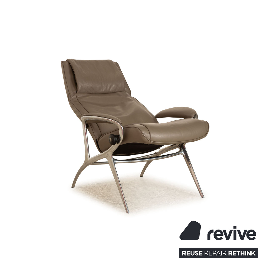 Stressless James Leder Sessel Taupe Grau inkl. Hocker manuelle Funktion
