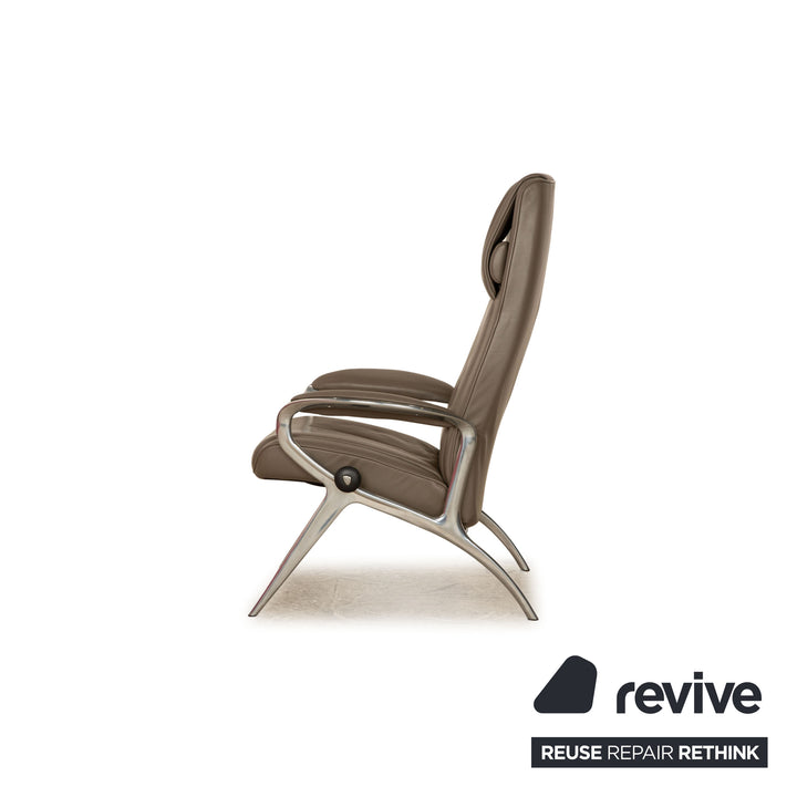 Stressless James Leder Sessel Taupe Grau inkl. Hocker manuelle Funktion