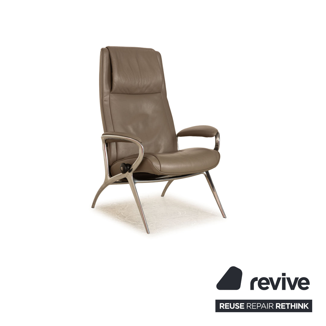 Stressless James Leder Sessel Taupe Grau inkl. Hocker manuelle Funktion