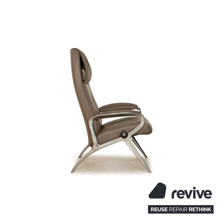 Stressless James Leder Sessel Taupe Grau inkl. Hocker manuelle Funktion