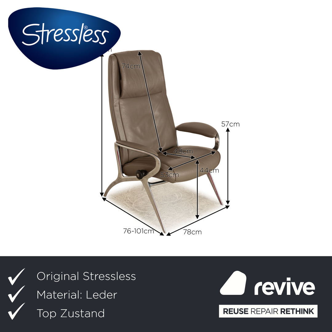 Stressless James Leder Sessel Taupe Grau inkl. Hocker manuelle Funktion