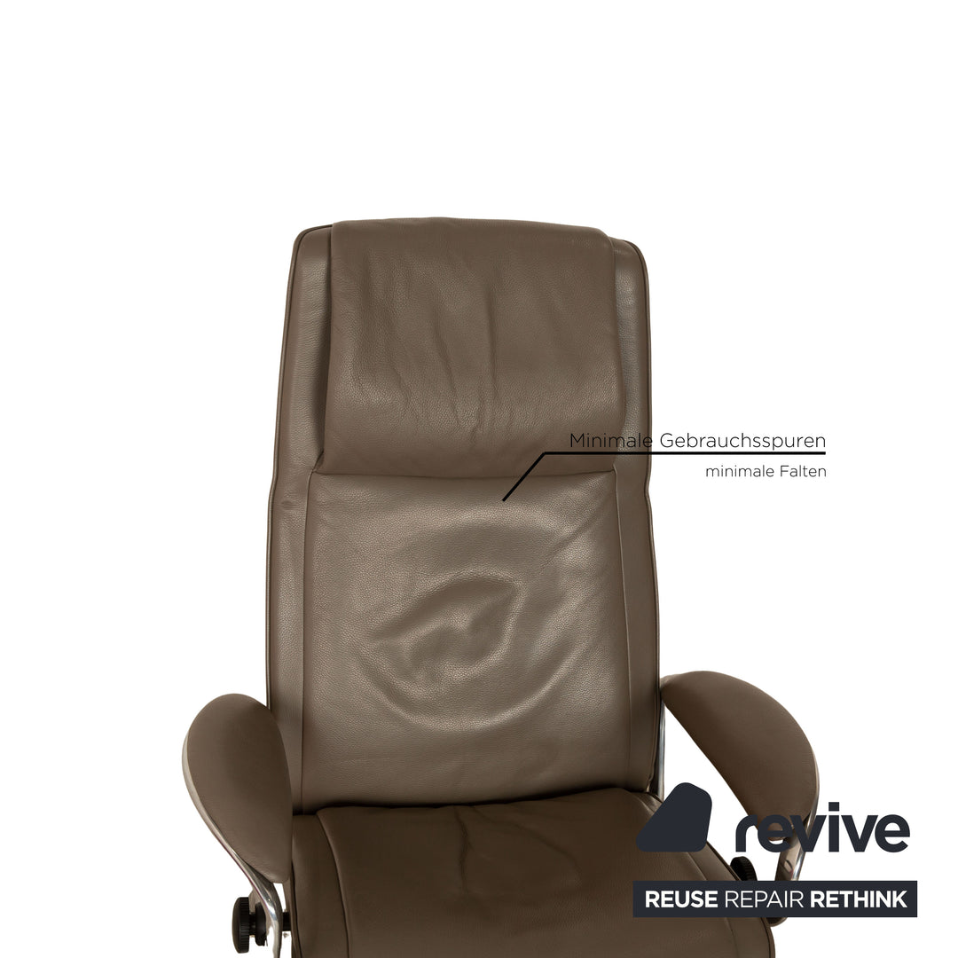 Stressless James Leder Sessel Taupe Grau inkl. Hocker manuelle Funktion