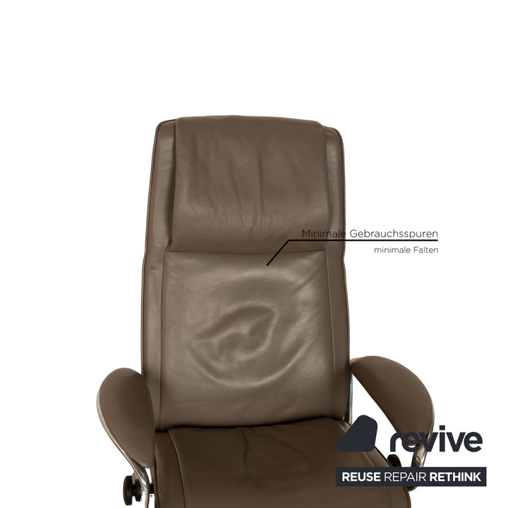 Stressless James Leder Sessel Taupe Grau inkl. Hocker manuelle Funktion