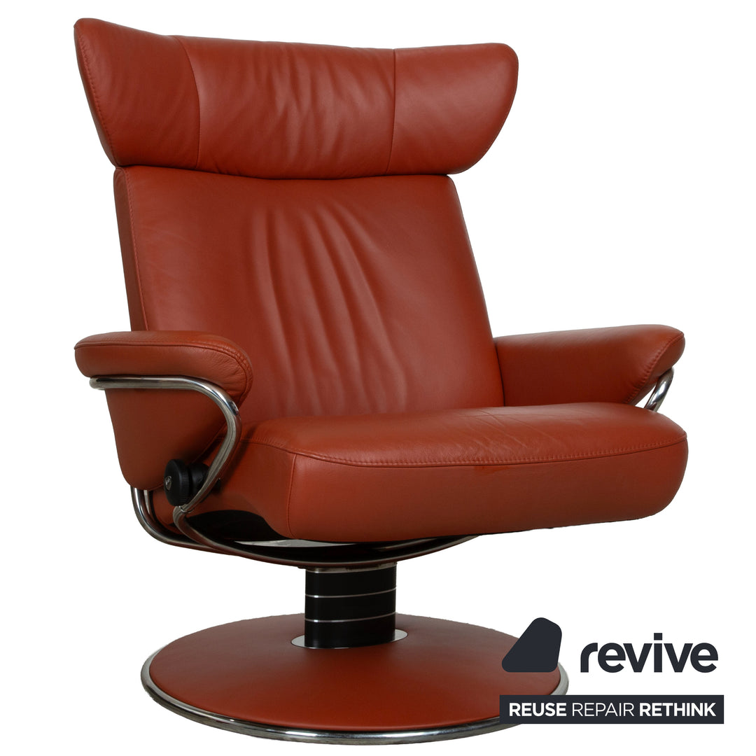 Stressless Jazz Leder 2x Sessel Rot Braun Rost manuelle Funktion Größe M und XL