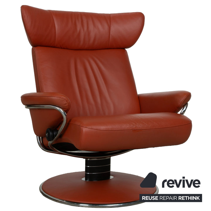 Stressless Jazz Leder 2x Sessel Rot Braun Rost manuelle Funktion Größe M und XL