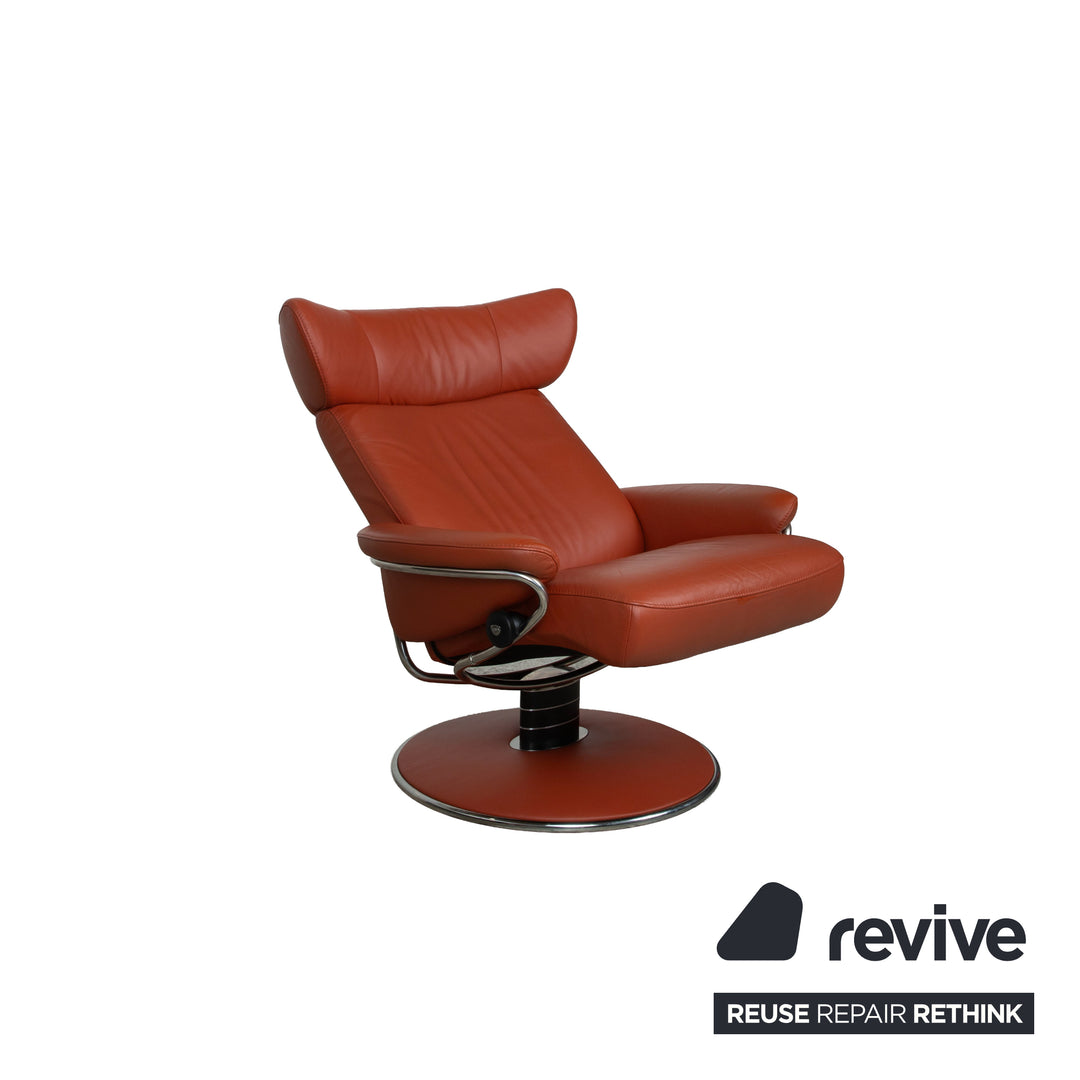 Stressless Jazz Leder 2x Sessel Rot Braun Rost manuelle Funktion Größe M und XL