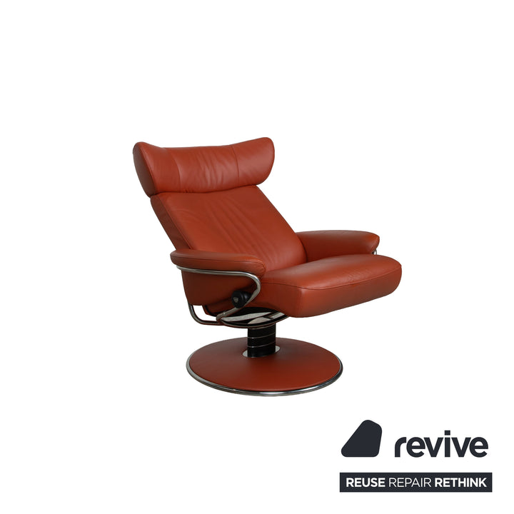 Stressless Jazz Leder 2x Sessel Rot Braun Rost manuelle Funktion Größe M und XL