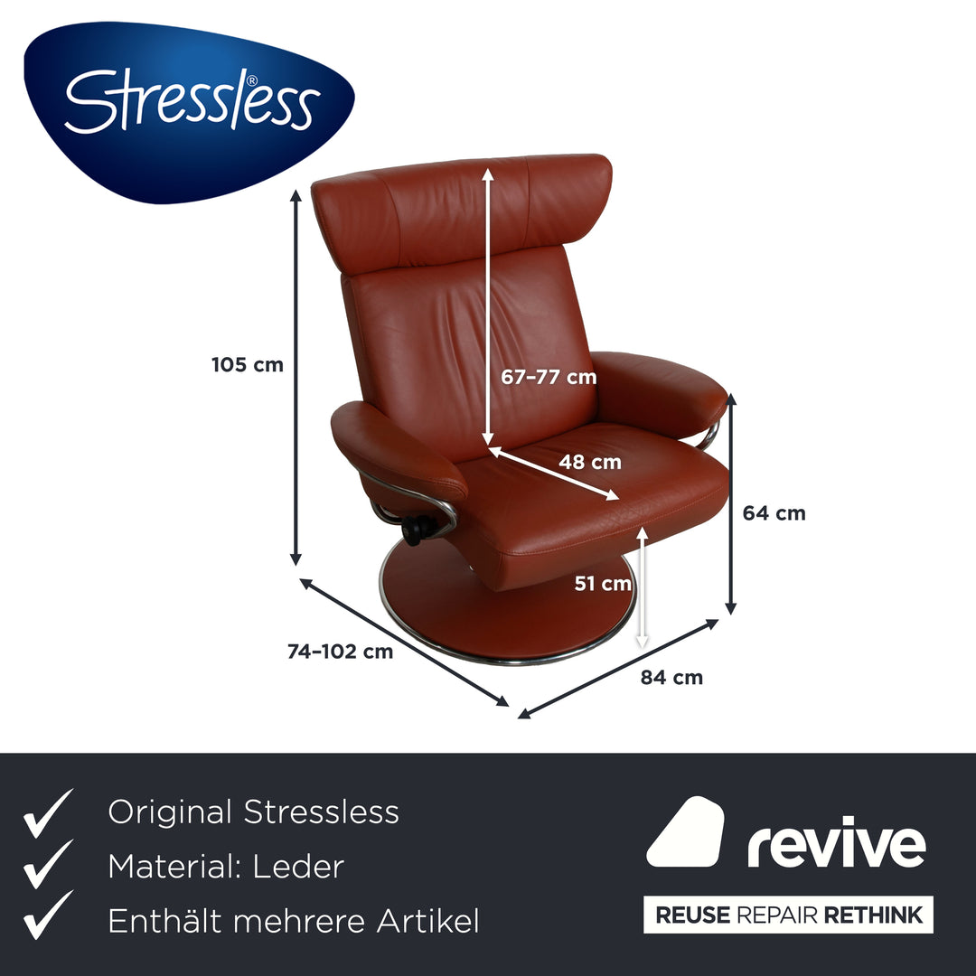 Stressless Jazz Leder 2x Sessel Rot Braun Rost manuelle Funktion Größe M und XL