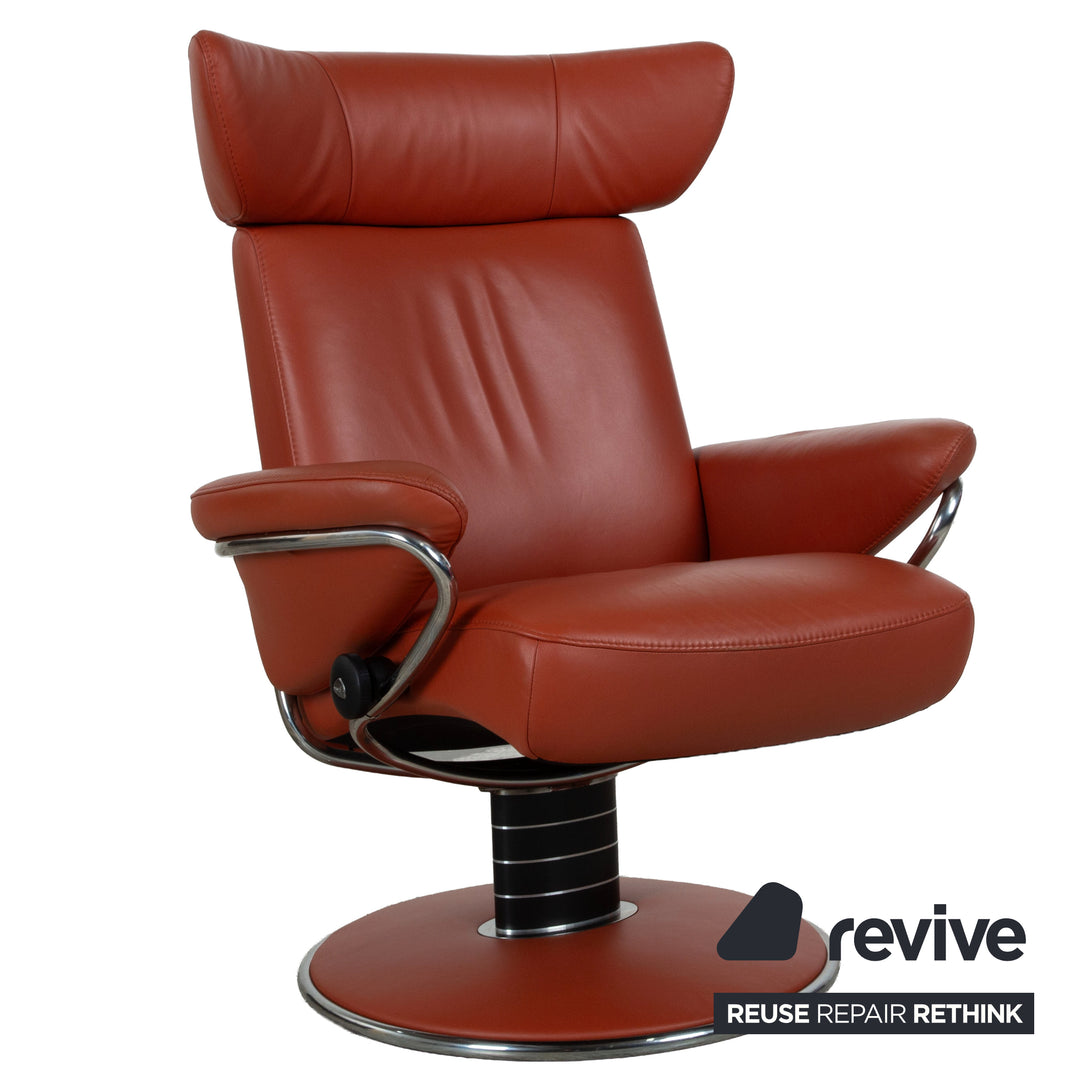 Stressless Jazz Leder 2x Sessel Rot Braun Rost manuelle Funktion Größe M und XL