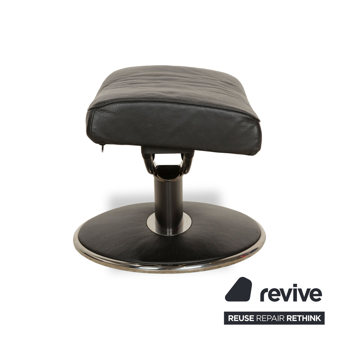 Tabouret Stressless Jazz en cuir noir, fonction manuelle
