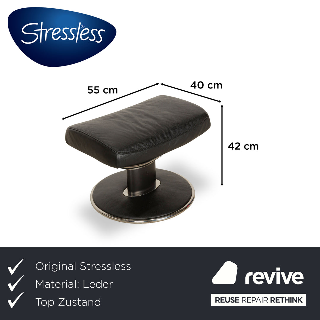 Tabouret Stressless Jazz en cuir noir, fonction manuelle