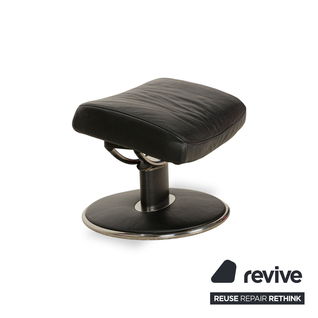 Tabouret Stressless Jazz en cuir noir, fonction manuelle